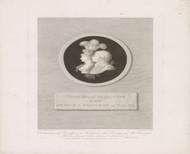 Schwarzes und weißes Bild eines Papiers mit einem Foto des Prinzen und der Prinzessin von Wales neben dem Text.