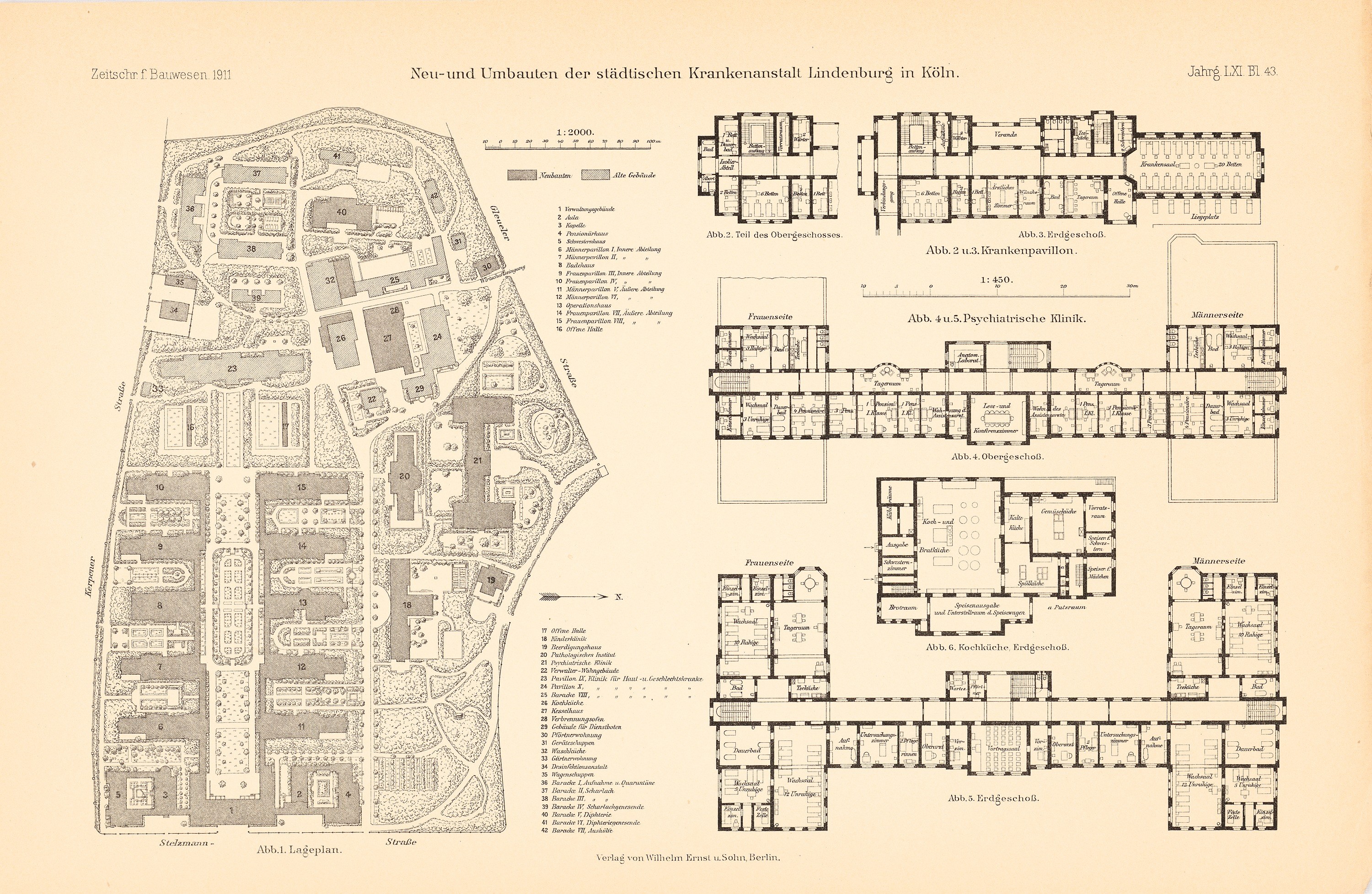 Ausführliche alte Stadtkarte auf Papier mit Straßen, Gebäuden, Parks und Sehenswürdigkeiten mit begleitendem Text.