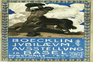 Plakat für ein Konzert in Basel, Schweiz, mit einer Illustration einer Person und eines Pferdes und Text mit Veranstaltungdetails.