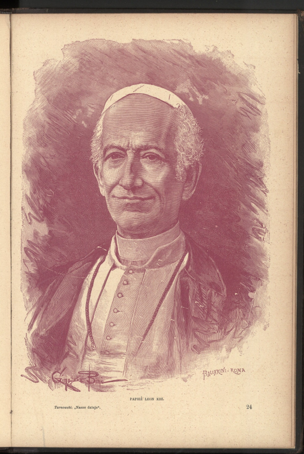 Porträt von Papst Johannes Paul II. in weißer Soutane und Birett, vor einem weißen Hintergrund stehend, mit einem friedlichen Gesichtsausdruck und geschlossenen Augen.